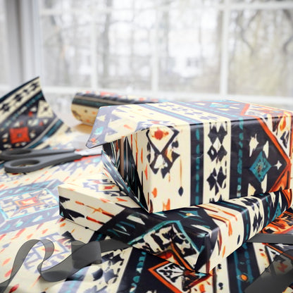 Southwestern Aztec Pattern Wrapping Paper Roll — Rustic Tribal Gift Wrap