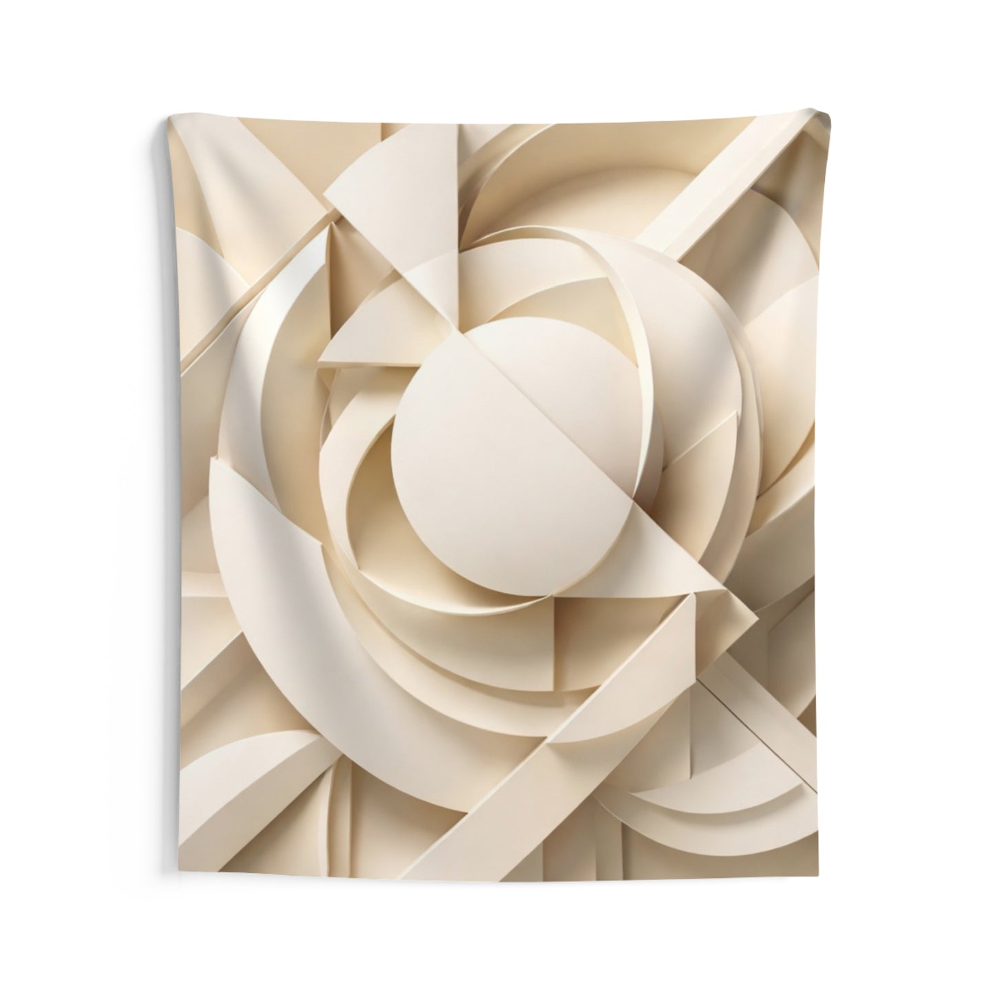 Abstract Geometric Wall Tapestry — Neutral 3D Paper-Cut Design