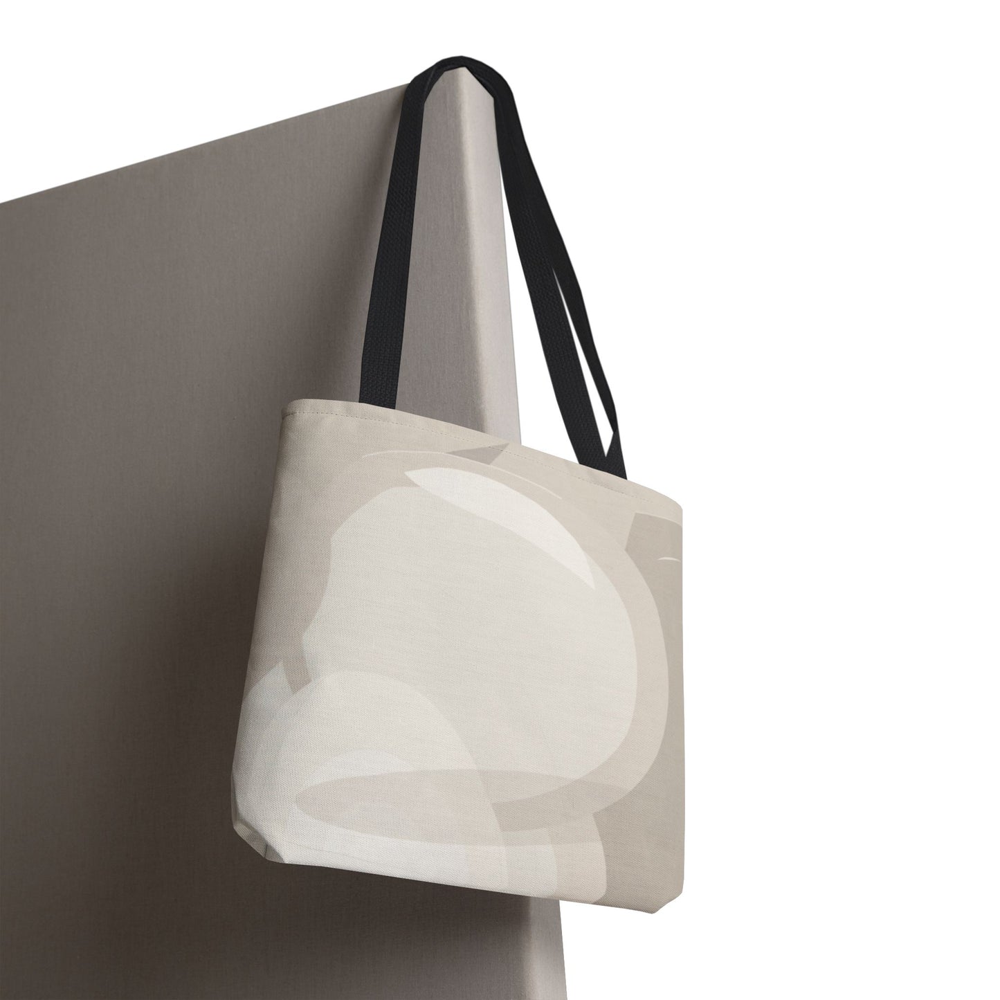 Neutral Abstract Circle Pattern Tote Bag | Minimal Beige AOP Canvas