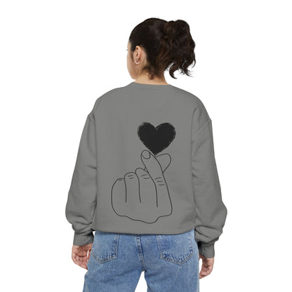 Unisex Garment-Dyed Sweatshirt with Heart Design - Cozy & Stylish
