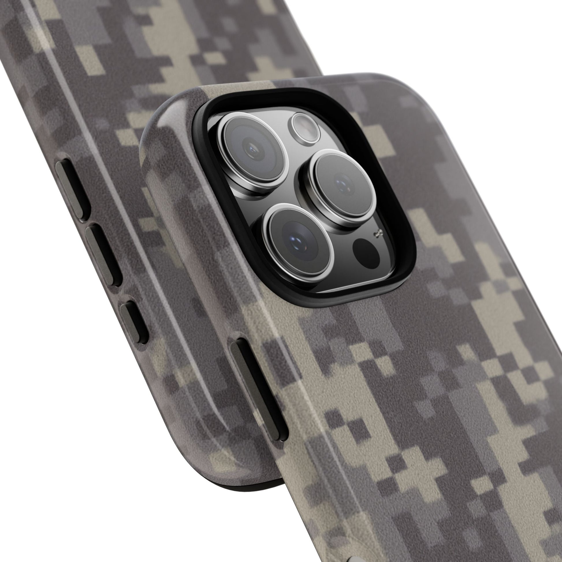 Camouflage tough phone case by Printify featuring rugged digital camo design, protective cover for smartphones.