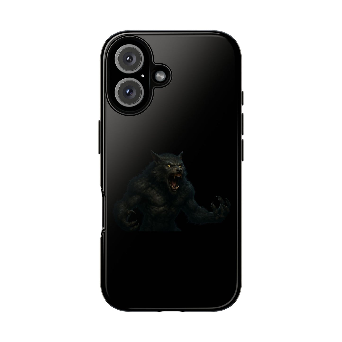 Werewolf phone case with dark monster graphic, tough protective design, fits smartphones, by Printify.
