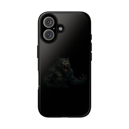 Werewolf phone case with dark monster graphic, tough protective design, fits smartphones, by Printify.