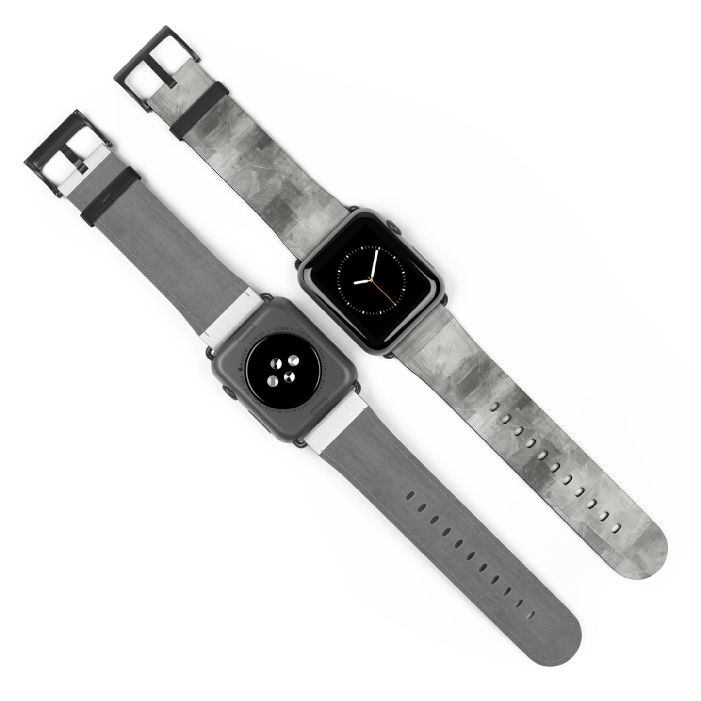 Gray watercolor camouflage Apple Watch band with neutral abstract design, made by Printify, accessory for Apple Watch.