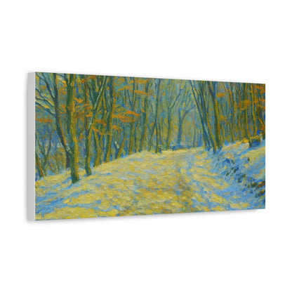 Winter landscape canvas wall art by Printify featuring a cozy nature scene, ideal for living room decor.