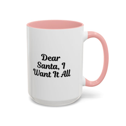 Dear Santa Accent Coffee Mug - Fun Holiday Mug for Christmas Enthusiasts