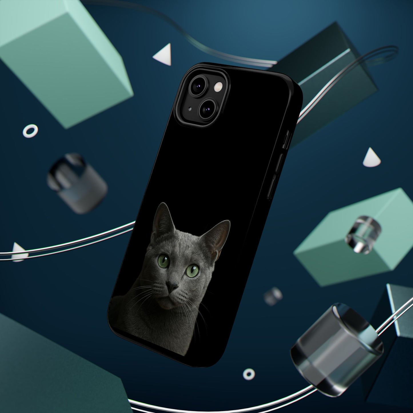 Russian Blue Cat Phone Case — Magnetic Impact-Resistant iPhone Cover