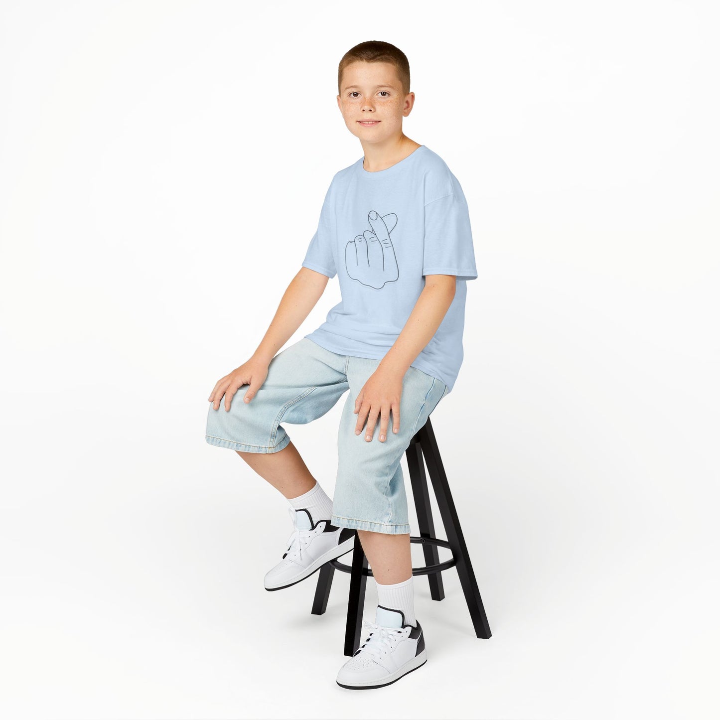 Cute Kids Heavy Cotton Tee - K-Pop Inspired Love Gesture