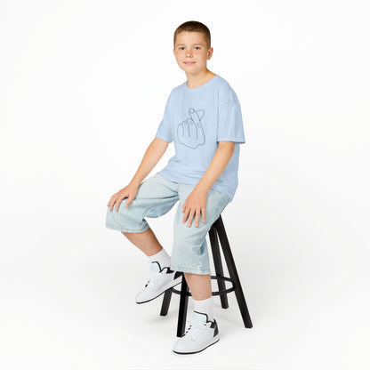 Cute Kids Heavy Cotton Tee - K-Pop Inspired Love Gesture