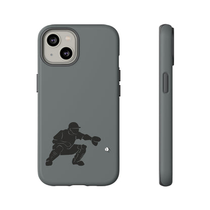 Printify baseball catcher phone case, tough protective cover for smartphones with baseball glove and ball design.
