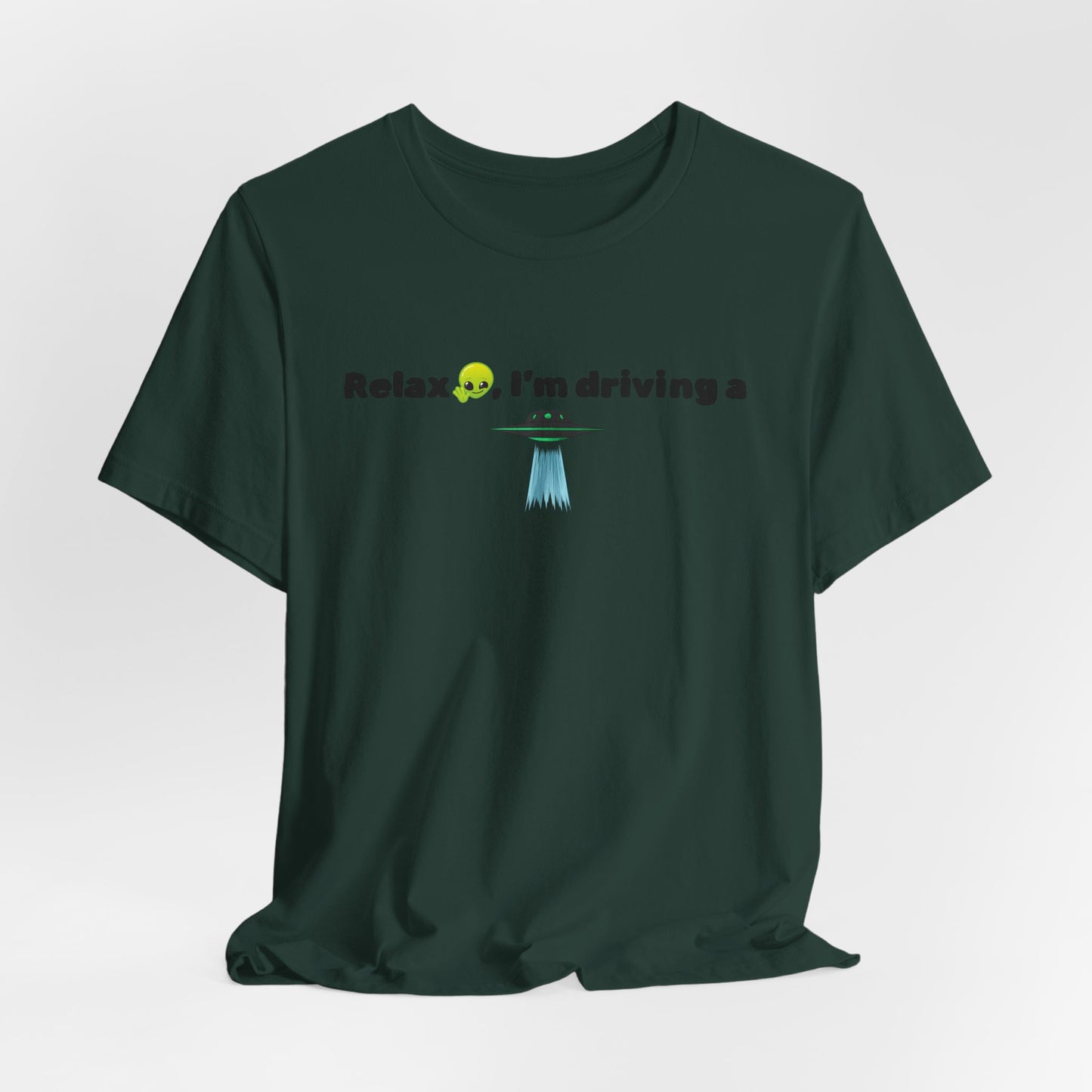 Alien Driving Unisex Tee - Fun Casual Shirt, Gifts for UFO Lovers, Quirky Humor T-Shirt, Perfect for Road Trips, Unique Birthday Present