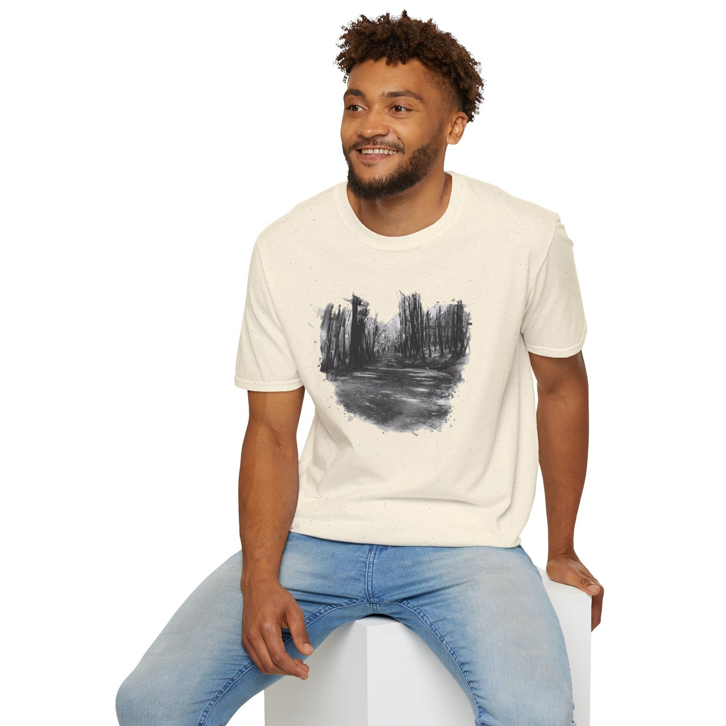 Minimalist Nature-Inspired Unisex Softstyle T-Shirt, Casual Wear, Everyday Style, Gift for Nature Lovers, Eco-Friendly Fashion