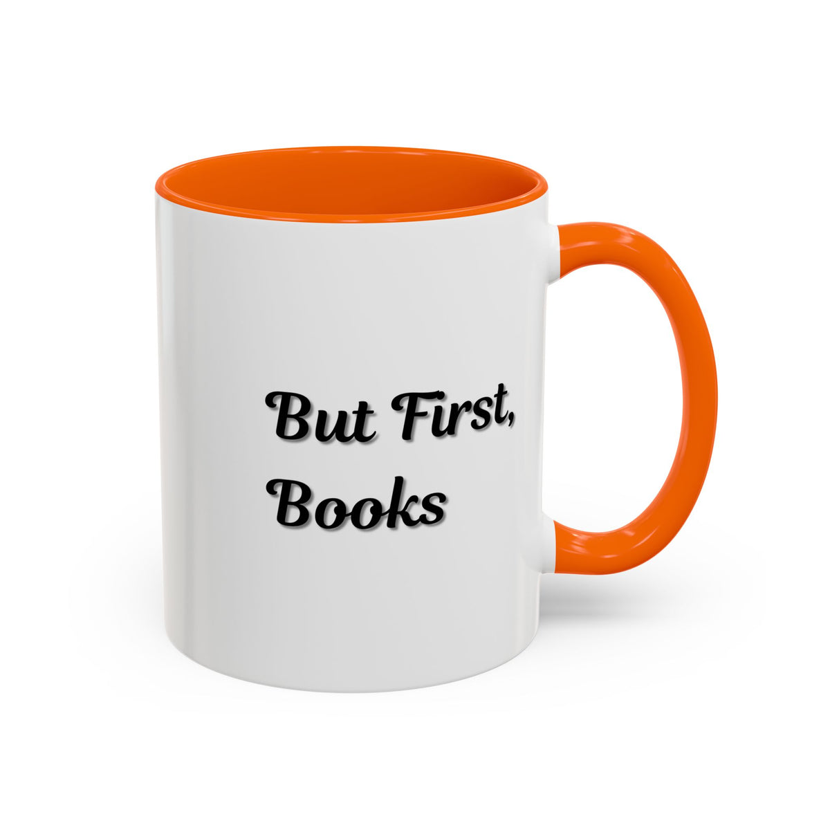 Printify "But First, Books" coffee mug featuring book lover quote, 11oz ceramic mug with a stylish design.