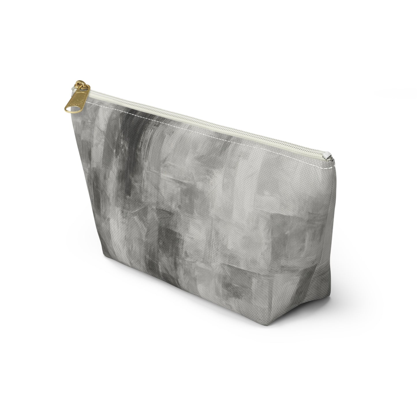 Gray abstract brushstroke accessory pouch from Printify, featuring a stylish design and practical size for everyday use.
