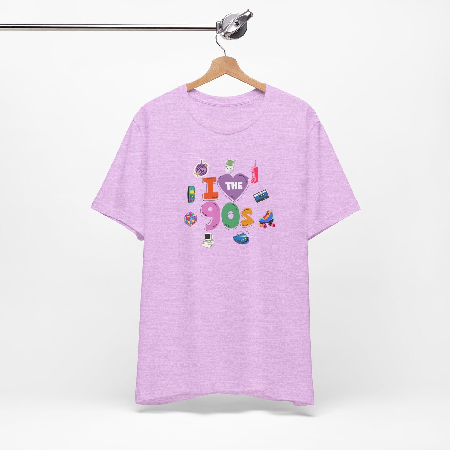 I  Love the 90's Short Sleeve Tee - Retro Graphic Tee, Vintage Style Shirt, Perfect for Casual Outings, 90s Nostalgia Apparel