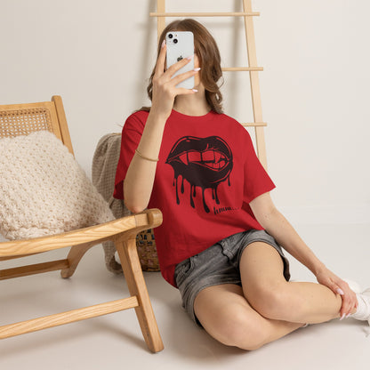 Edgy Graphic Tee - Dripping Lips Design - Unisex Heavy Cotton Tee