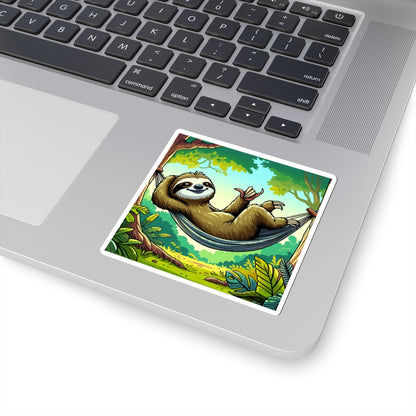 Chill Sloth Kiss-Cut Stickers | Cute Animal Art, Laptop, Water Bottle, Journal Decor, Gift for Sloth Lovers