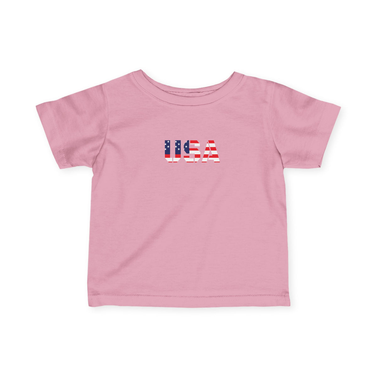 Baby infant tee featuring USA flag block print, stylish kids' shirt in soft fabric, by Printify.