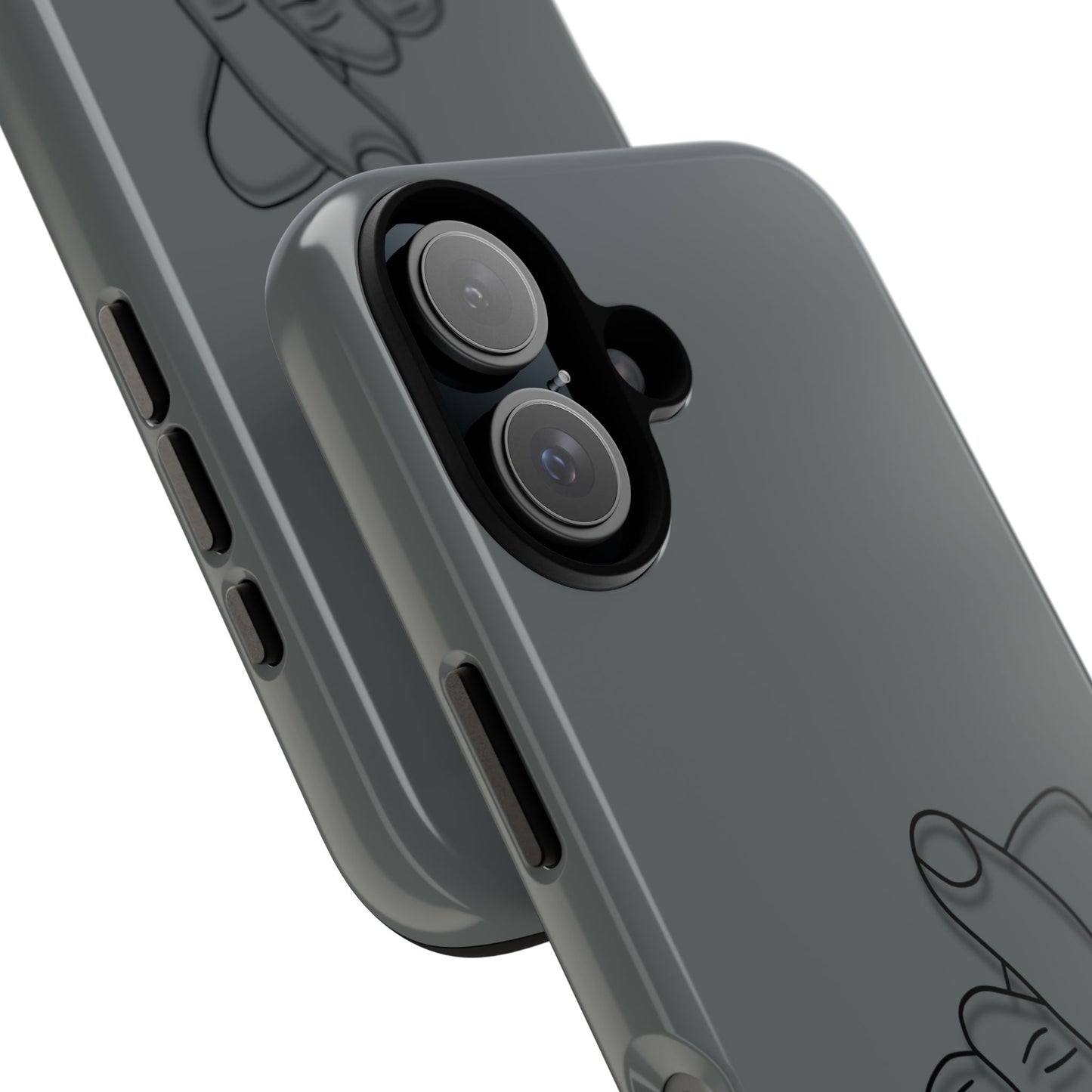 Silicone phone case with embossed Korean finger heart design, compatible with smartphones, by Printify.