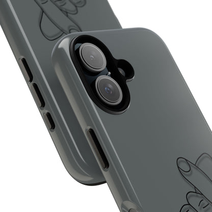Silicone phone case with embossed Korean finger heart design, compatible with smartphones, by Printify.
