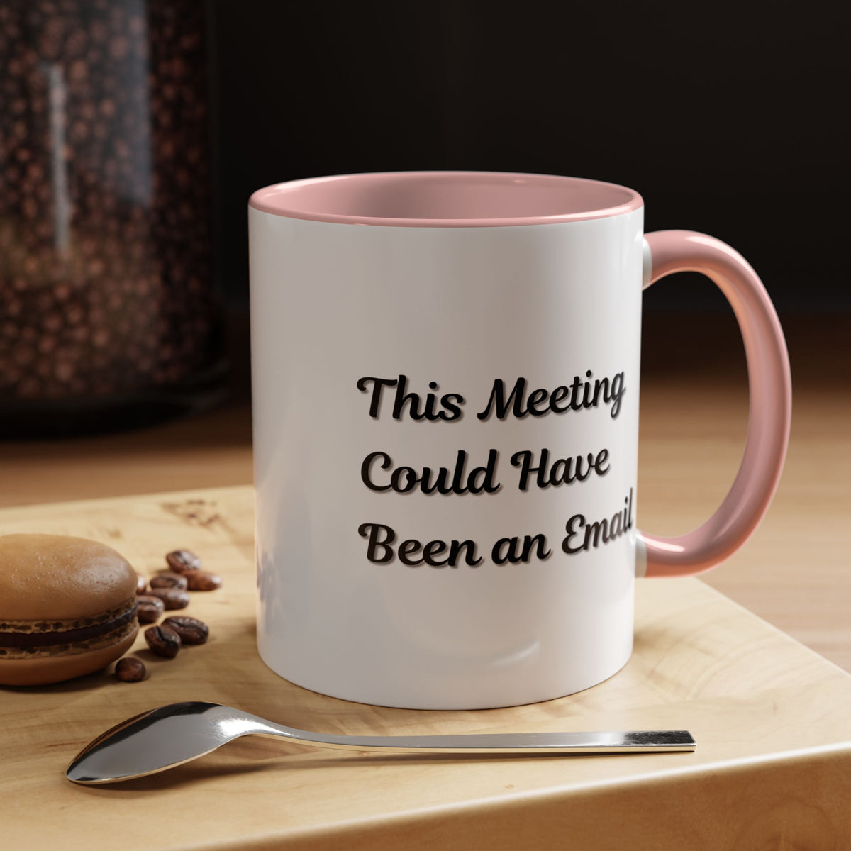 Funny office coffee mug with "This Meeting Could Have Been An Email" print, stylish ceramic mug for workplace humor.