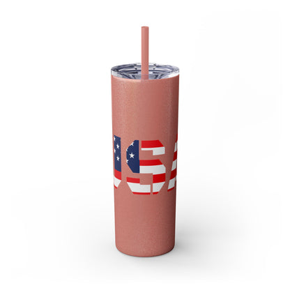 Skinny Tumbler — USA Flag 20oz Straw Tumbler (Patriotic Travel Cup)