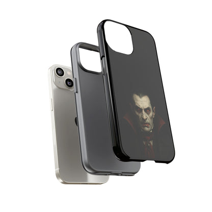Gothic vampire portrait phone case for iPhone featuring Dracula horror design, made by Printify.