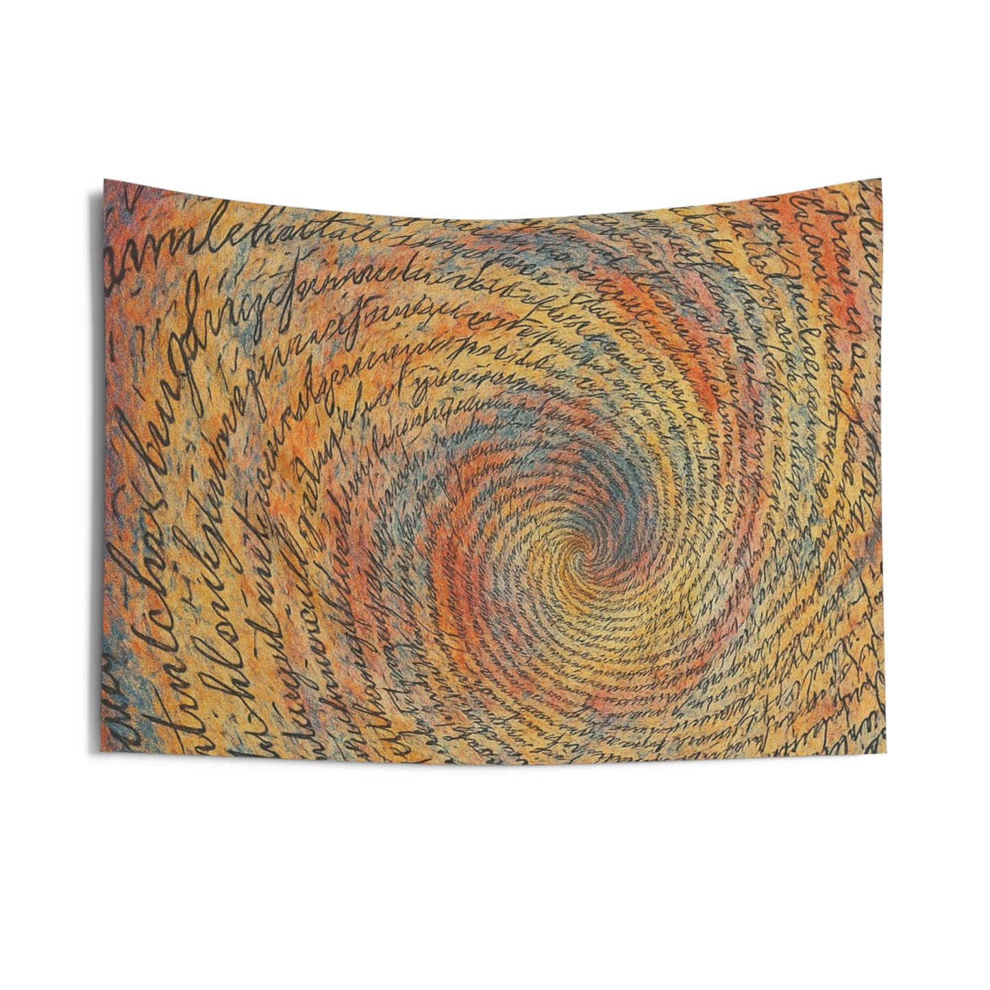 Tapestry — Spiral Script Art Wall Hanging (Handwritten Swirl, Warm Earth Tones)