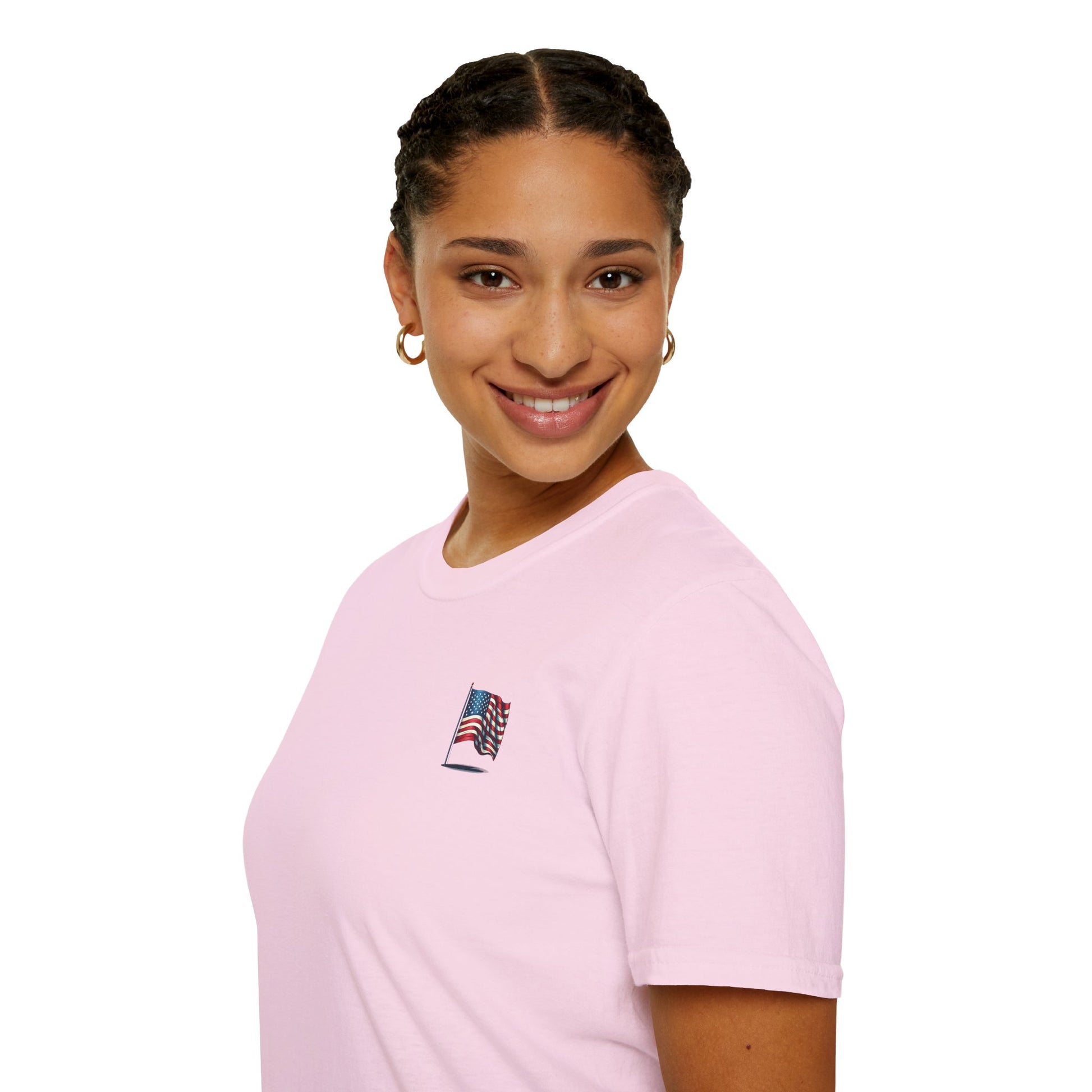 Patriotic Unisex Softstyle T-Shirt, American Flag Tee, USA Pride Shirt, Perfect for Independence Day, Casual Wear - TRV