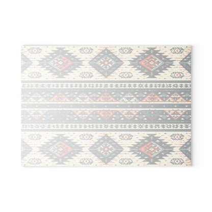 Southwestern Aztec Pattern Glass Cutting Board — Rustic Kitchen Decor
