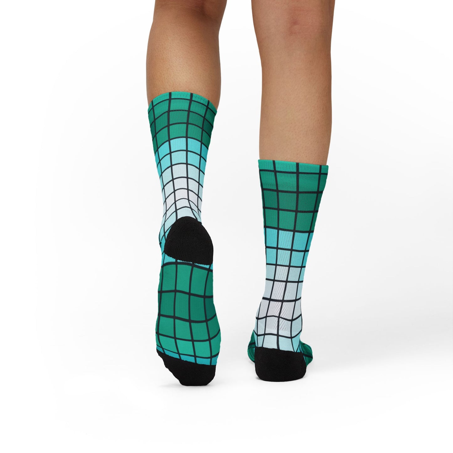Teal Gradient Grid Socks | Sublimation Patterned Socks