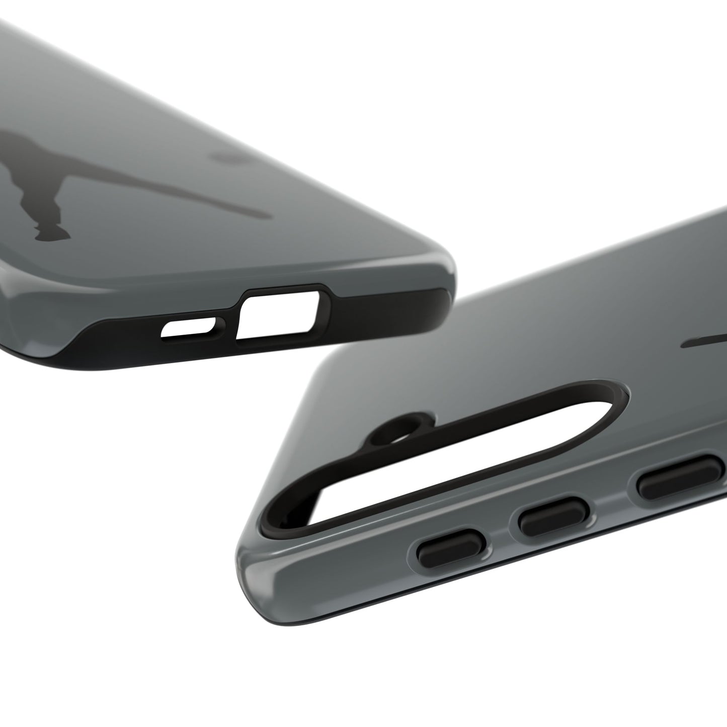 Black phone case with white baseball silhouette design for iPhone, durable protective sport-style cover by Printify.