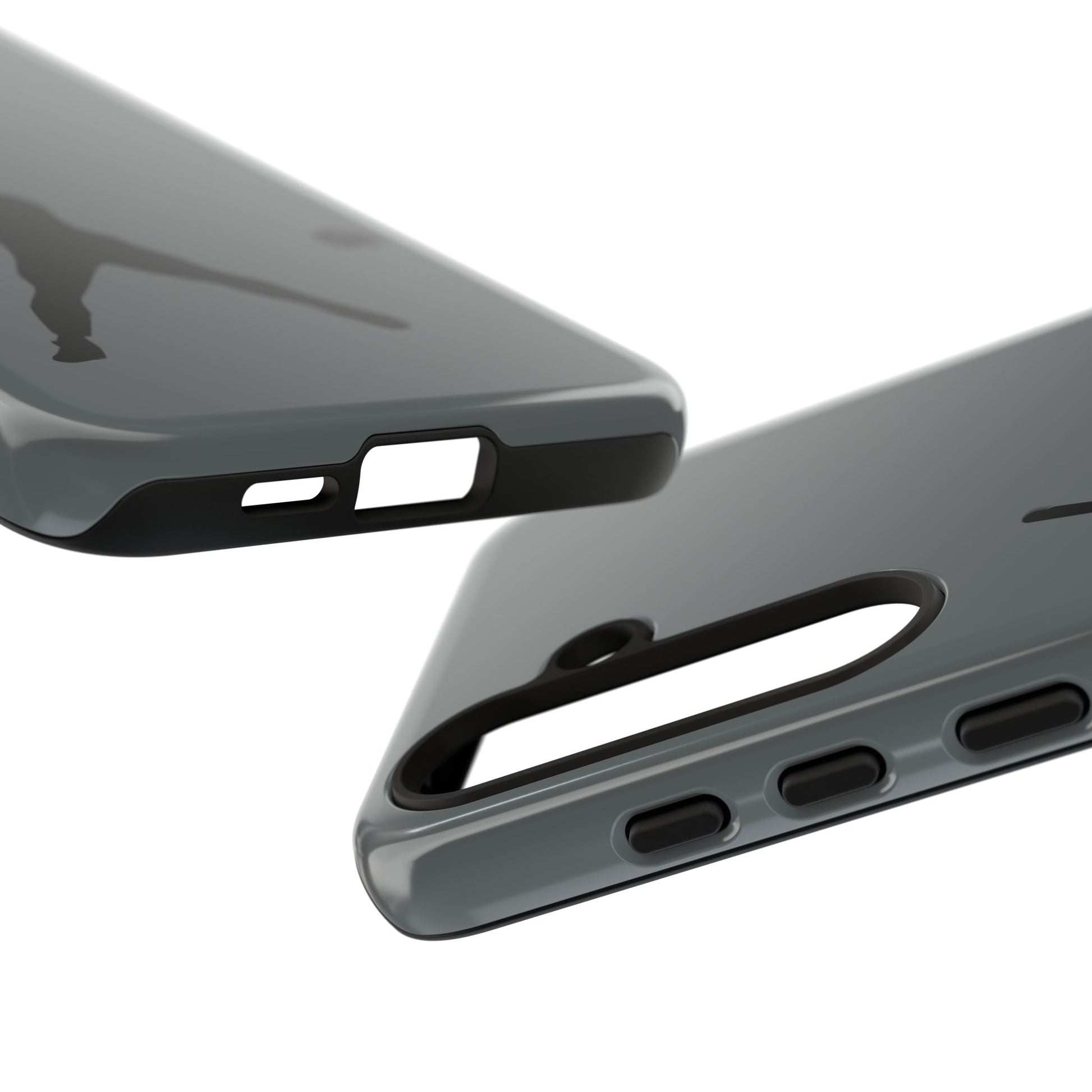 Black phone case with white baseball silhouette design for iPhone, durable protective sport-style cover by Printify.
