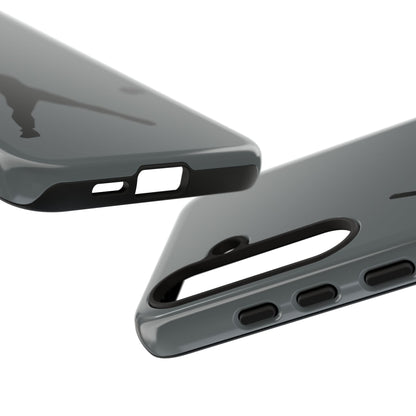 Black phone case with white baseball silhouette design for iPhone, durable protective sport-style cover by Printify.