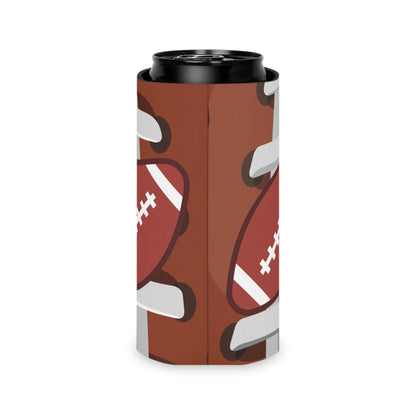 Football Can Cooler for Game Day, Beverage Insulator for Tailgating, Outdoor Parties, Sports Gifts for Fans, Reusable Drink Holder