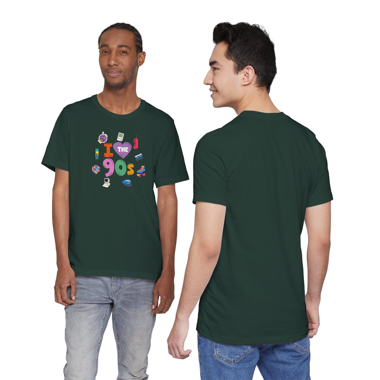 I  Love the 90's Short Sleeve Tee - Retro Graphic Tee, Vintage Style Shirt, Perfect for Casual Outings, 90s Nostalgia Apparel