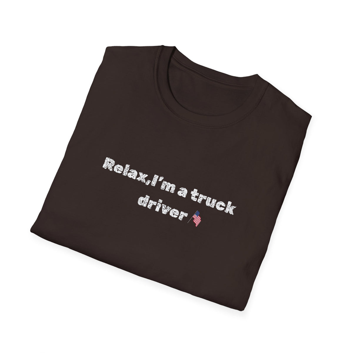Pink heart graphic on Relax, I'm a Truck Driver T-Shirt by Printify, featuring a funny trucker slogan on a casual tee.