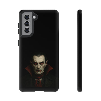 Gothic vampire portrait phone case for iPhone featuring a Dracula horror design, made by Printify.