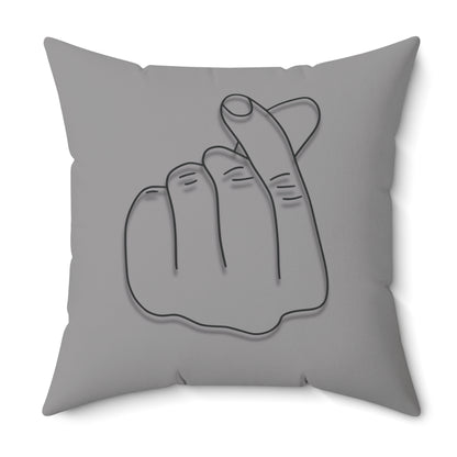 Minimalist hand gesture throw pillow from Printify, soft home decor accent with a simple design on a cozy pillow.