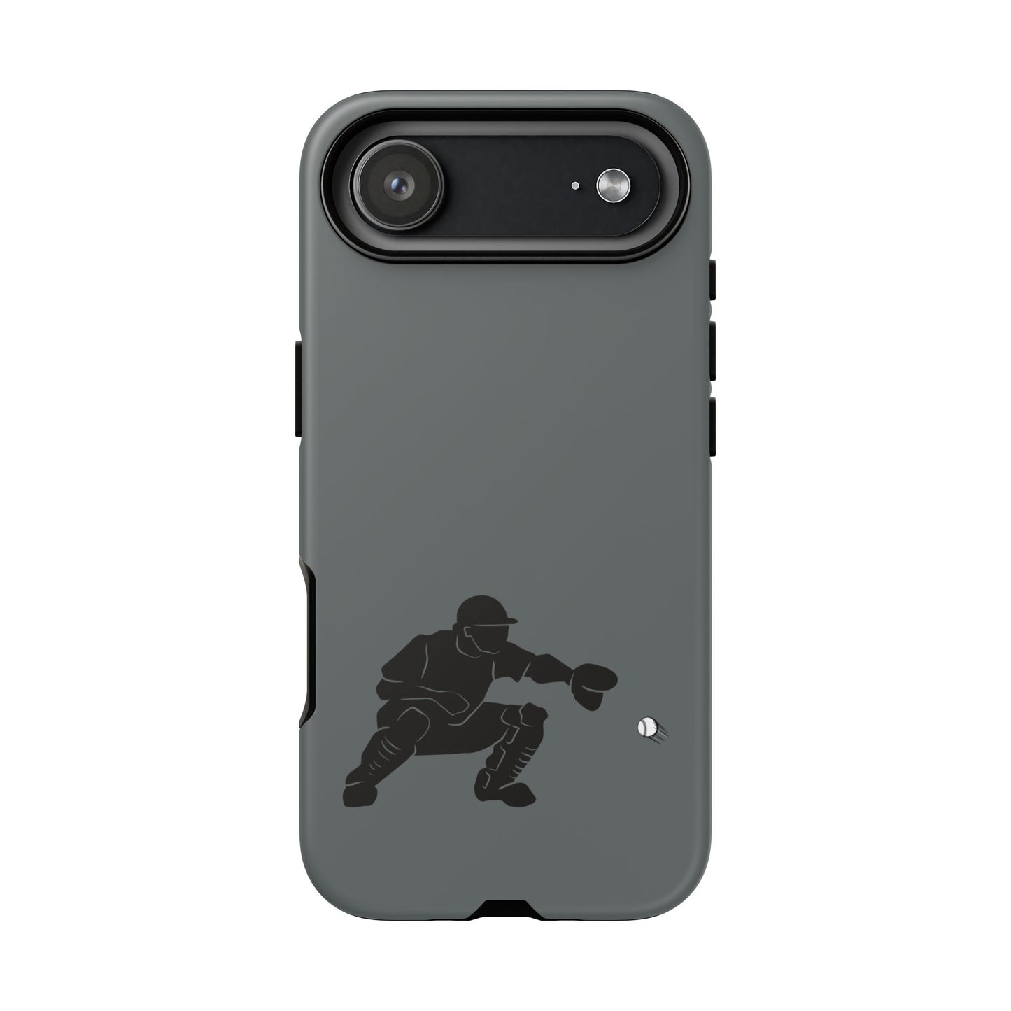 Printify baseball catcher phone case, tough protective cover with baseball glove and ball design, fits smartphones securely.