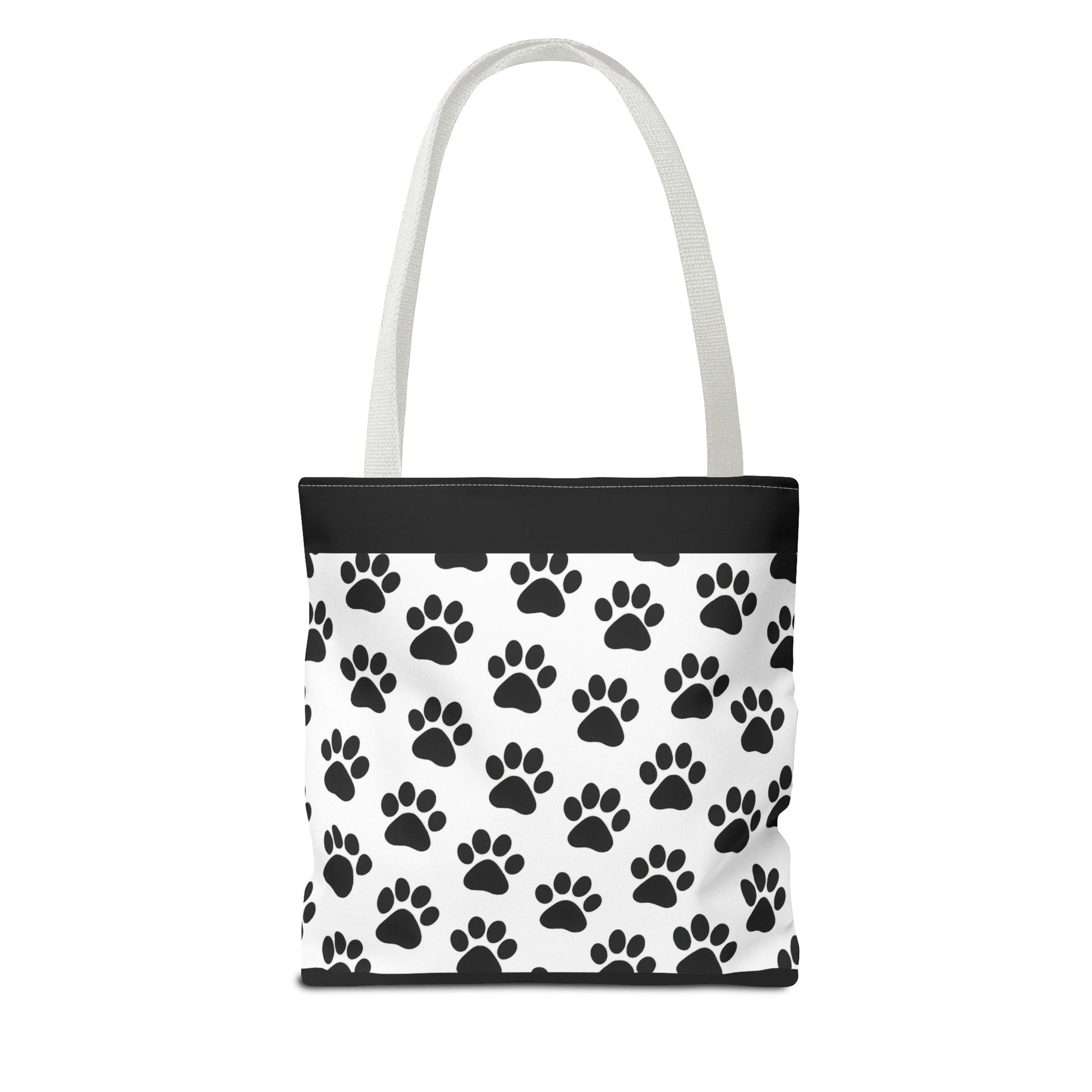 Eco-friendly paw print tote bag by Printify featuring a stylish design, perfect for dog and cat lovers to carry essentials.