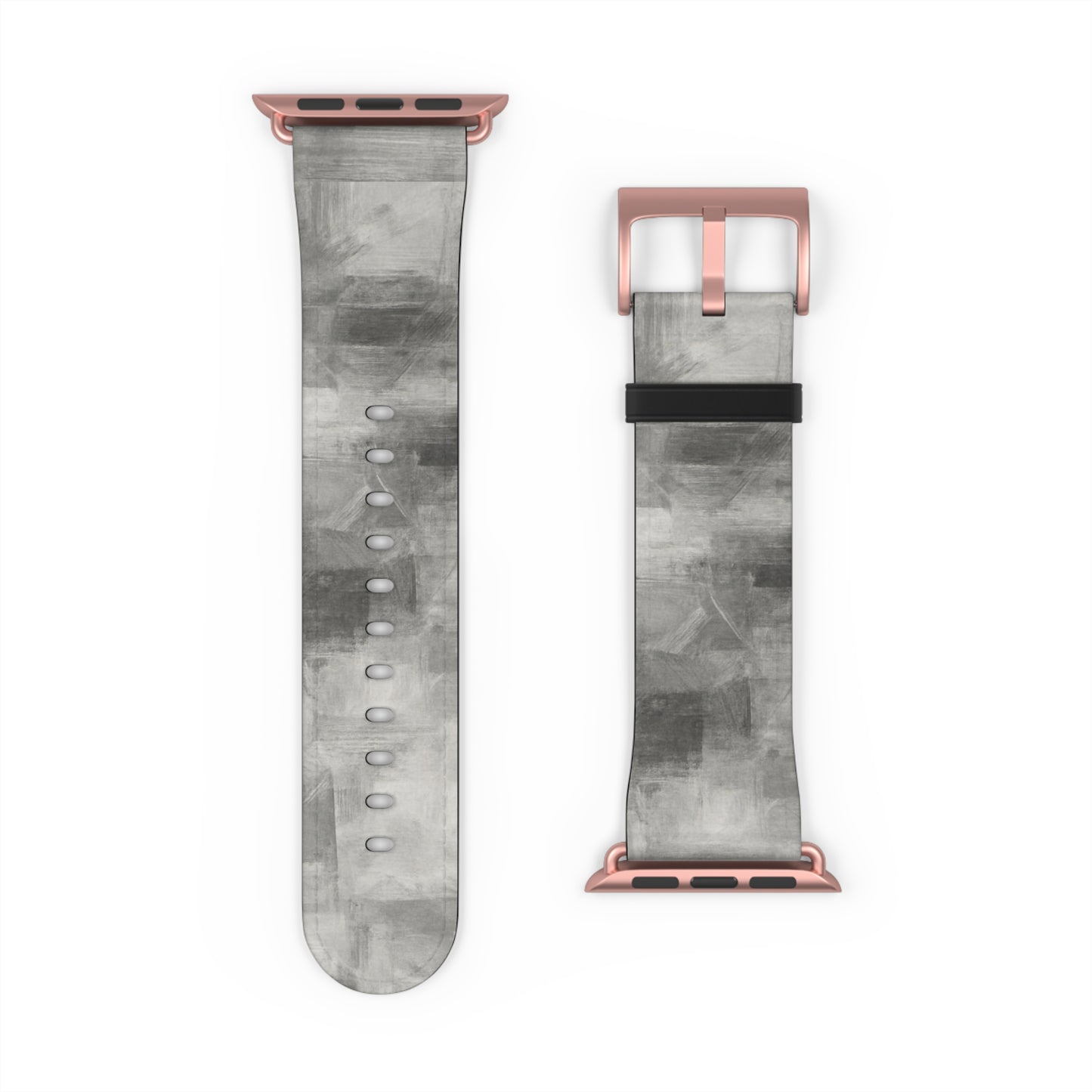 Gray watercolor camouflage Apple Watch band with neutral abstract design, made by Printify, designed for stylish accessories.