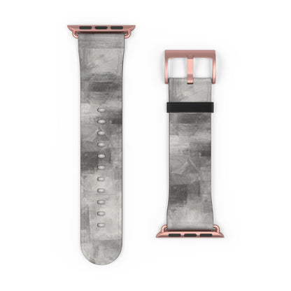 Gray watercolor camouflage Apple Watch band with neutral abstract design, made by Printify, designed for stylish accessories.