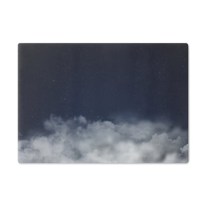 Cloudscape Glass Cutting Board — Moody Mist Kitchen Decor