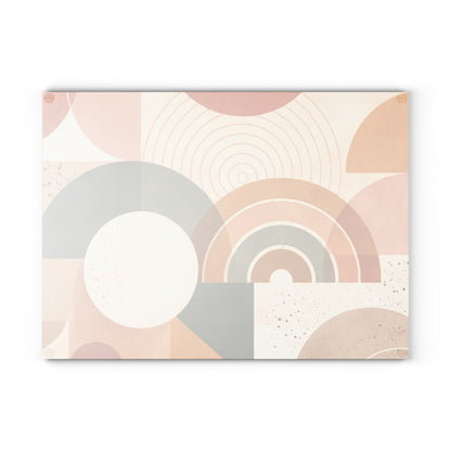 Mid-Century Geometric Glass Cutting Board – Retro Rainbow Kitchen Decor