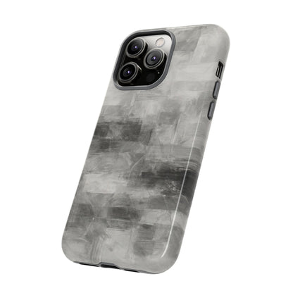 Abstract gray grid phone case for iPhone, tough protective cover by Printify with modern geometric design.