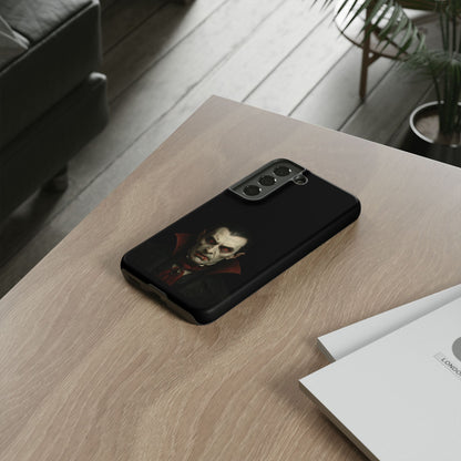 Gothic Dracula vampire portrait phone case for iPhone, featuring horror-themed vampire artwork by Printify.