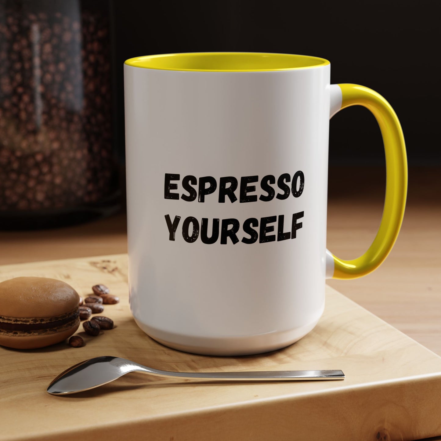 Espresso Yourself Coffee Mug - Fun Black Accented Mug for Coffee Lovers, Great Gift for Birthdays, Christmas, and Housewarming