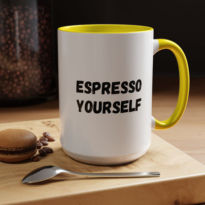 Espresso Yourself Coffee Mug - Fun Black Accented Mug for Coffee Lovers, Great Gift for Birthdays, Christmas, and Housewarming