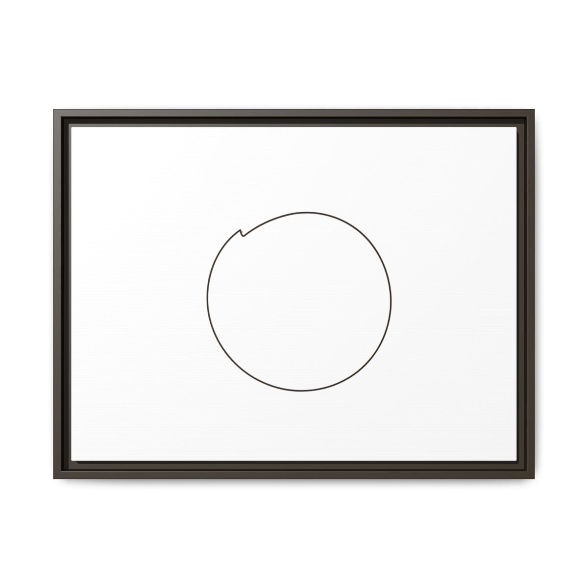 Framed matte canvas wall art featuring a minimal circular line design, ideal for modern home decor by Printify.